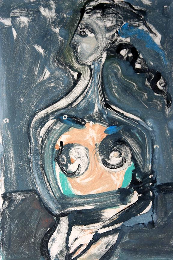 Alfred Ortega (20th Century): "Woman in Profile", 20th Century, Lithograph, 26" x 20", Signed Lower Right.