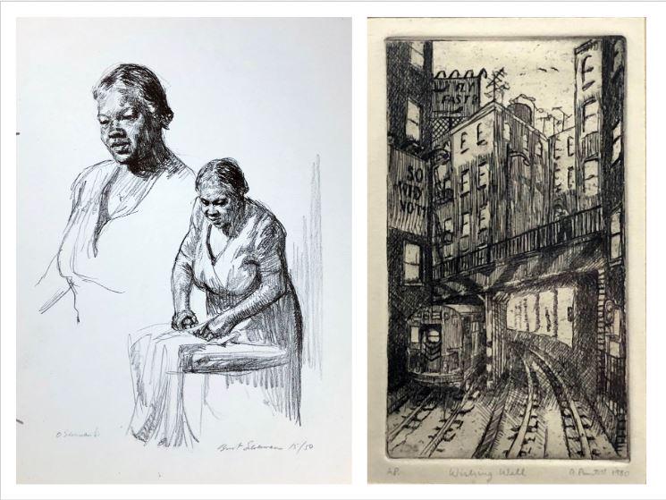Burt Silverman and Rick Pantell (20th Century): Lot of Two: Silverman (b. 1928) "Woman Ironing", 1961, Lithograph, 12" x 19", Signed Lower Right, Edition 15/50. B. Pantell, "Wishing Well", 1980, Etching, 7" x 4", Signed Lower Right, Edition: AP.