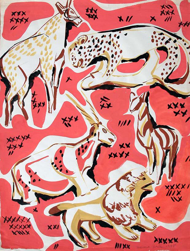 Hannah Hale (20th Century): "Africa", 1945, Gouache on Paper, 26" x 20", Signed Lower Right.