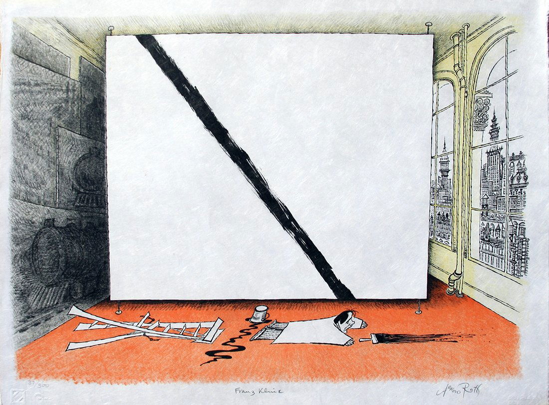 Arnold Roth (b. 1929): "Franz Kline", 20th Century, Lithograph, 15.25" x 23.75", Signed Lower Right