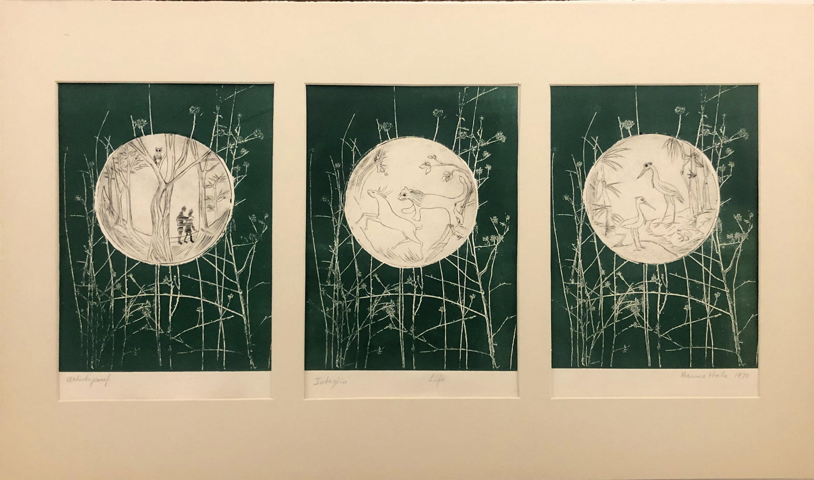 Hannah Hale (20th Century): "Life" - Triptych; 1970; Intaglio; 10.75" x 7.75"; Signed Lower Right; Artist Proof; Unframed