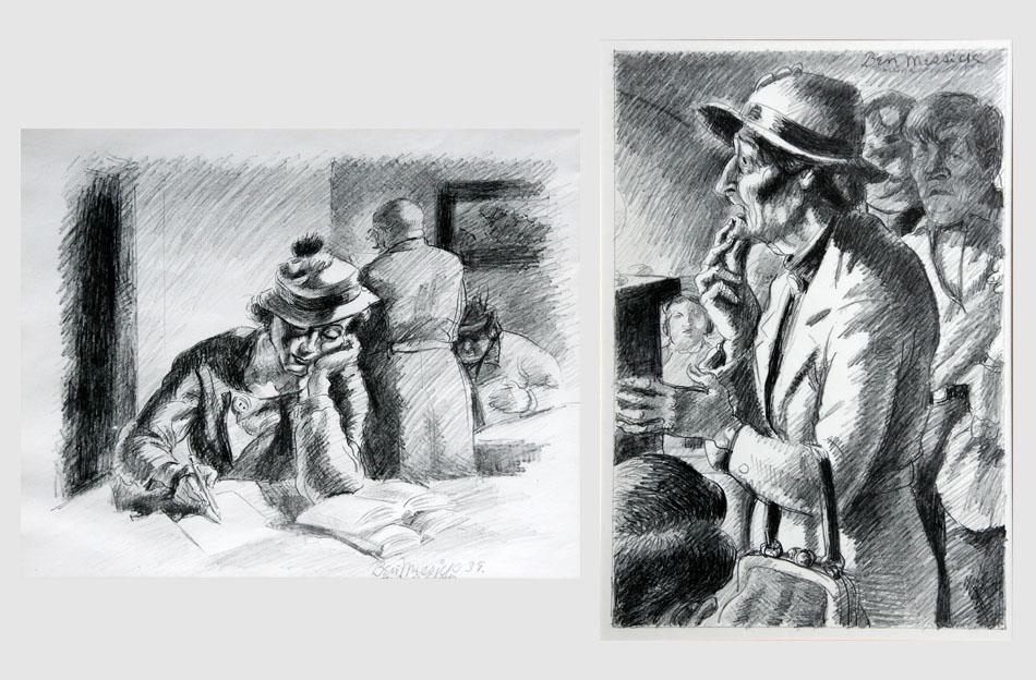 Ben Messick (1901 - 1981): LOT OF TWO: "Study Hour"; 1939; Lithograph; 11" x 14"; Signed Lower Right; Framed. "Night Court"; c. 1935; Lithograph; 13.25" x 8.75"; Signed Upper Right; Framed