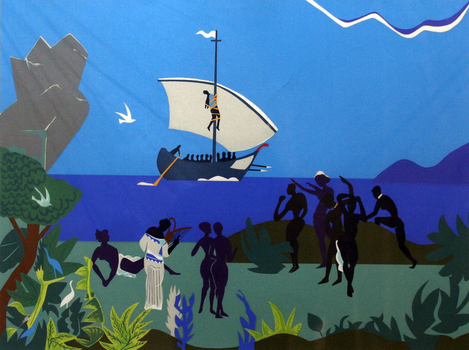 Romare Bearden (1911-1988): "Sirens Song", from the "Odysseus Suite"; 1979; 17.75" x 23.75"; Signed Lower Right; Framed
