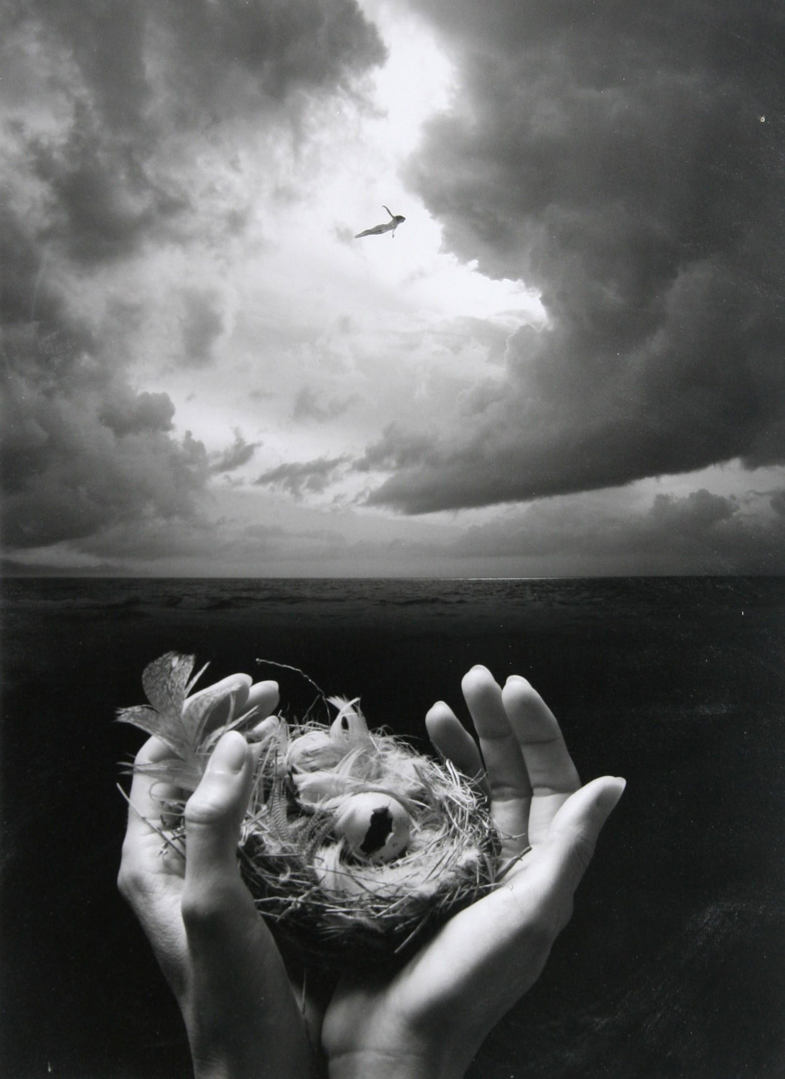 Jerry Uelsmann (b. 1934): "Untitled - Free Spirit"; 1998; Silver Gelatin Print; 13.75" x 9.5"; Signed Lower Right (matte); Signed on Verso; Framed