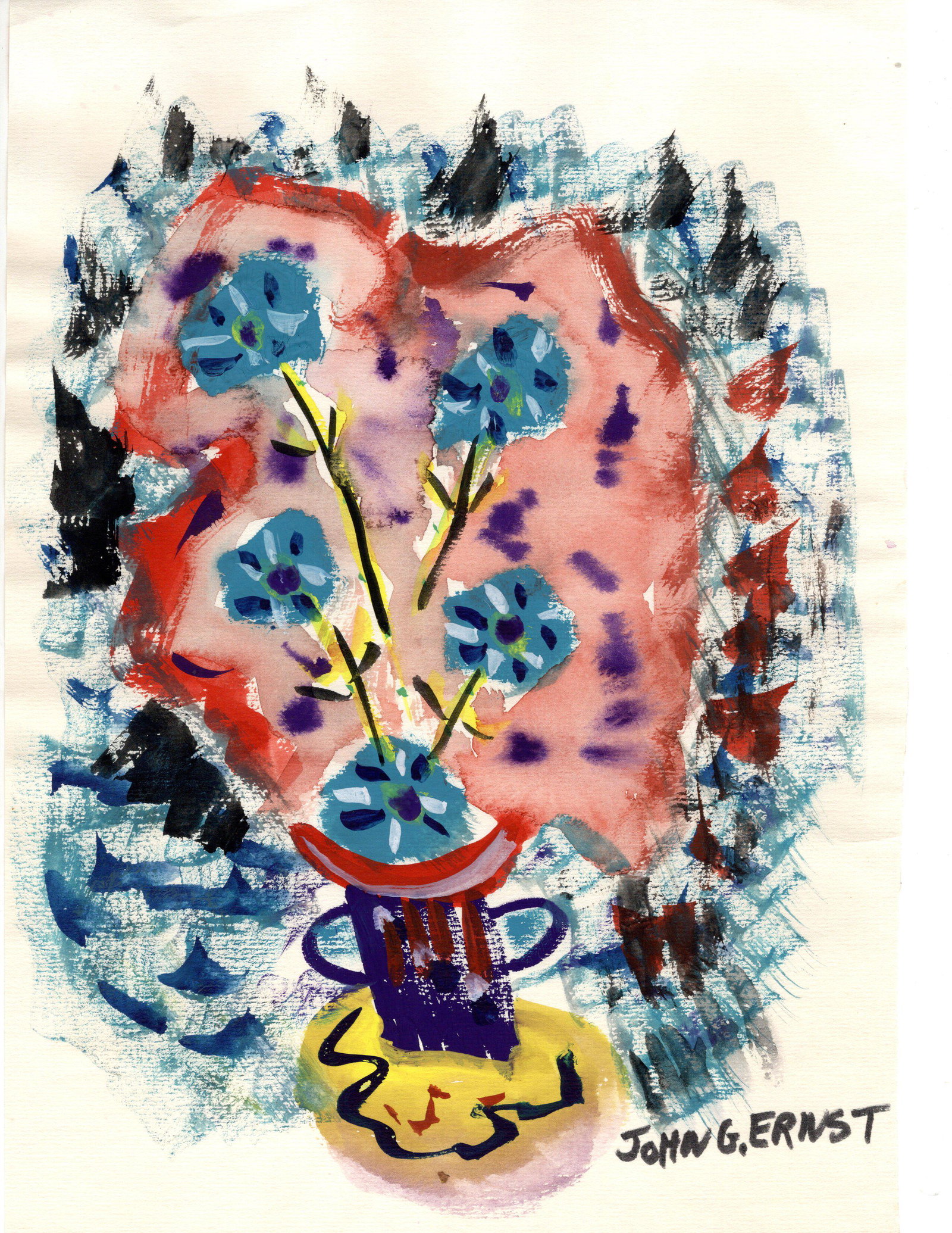John G. Ernst (1920-1995): "Still-Life"; c. 1980; Watercolor on Paper; 10.5" x 8.75"; Signed Lower Right; Unframed