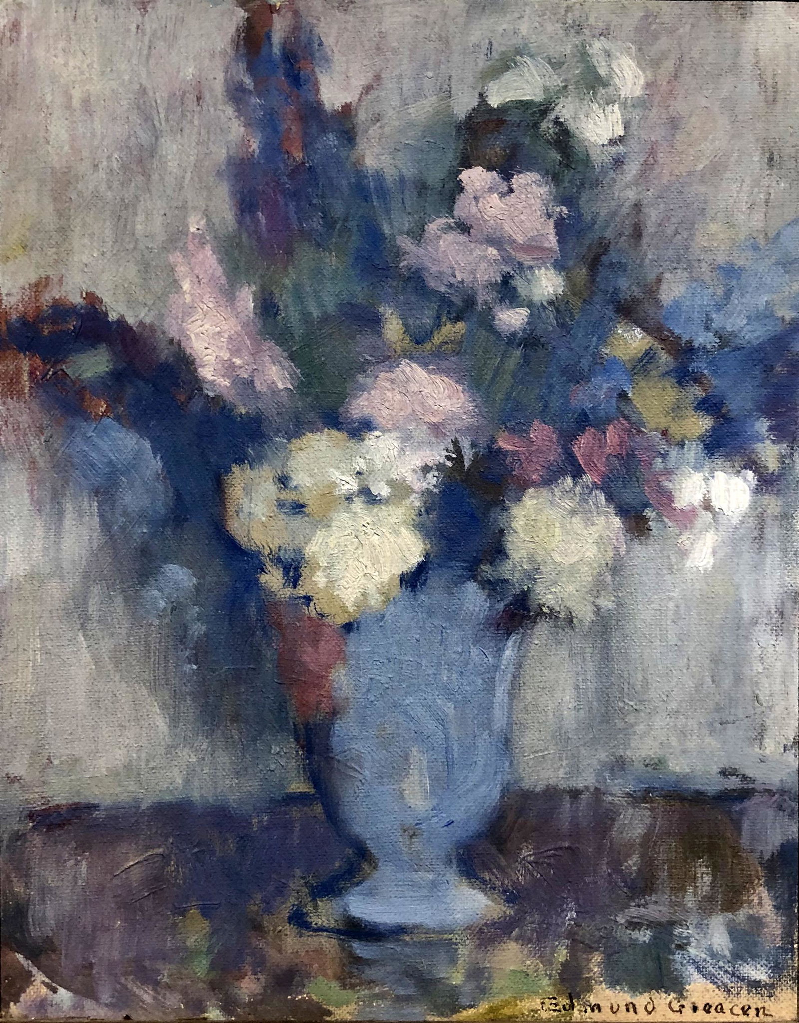 Edmund Greacen (1876 - 1949): "Still-Life"; c. 1940; Oil on Board; 9.5" x 7.5"; Signed Lower Right; Framed. Note: Grand Central Art Galleries, Inc. label on verso.