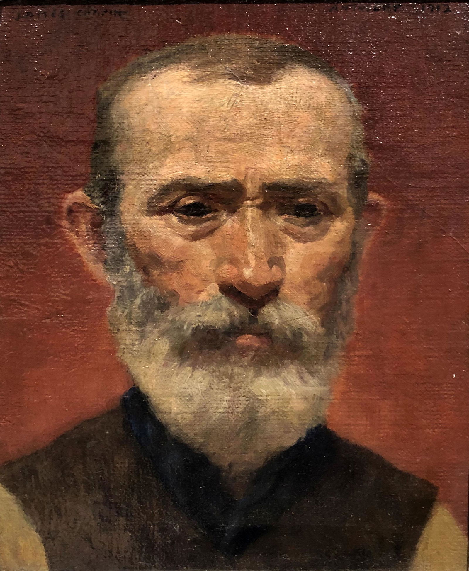 James Ormsbee Chapin (1887 - 1975): "Head of an Old Man - Antwerp"; 1912; Oil on Canvas Laid on Board; 13" x 10"; Signed Upper Left; Framed. Note: ACA Galleries label on verso.