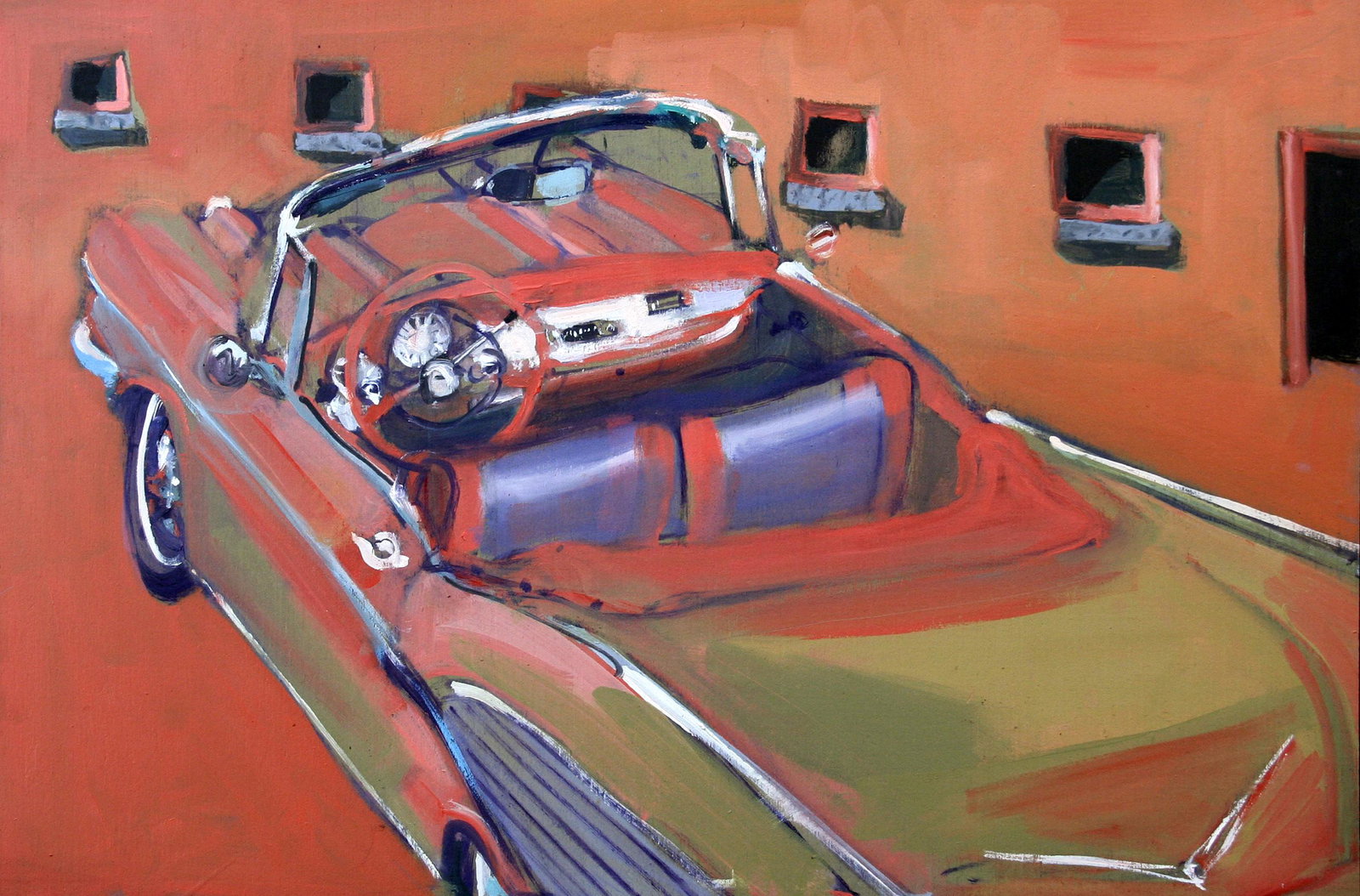 Jason McWhorter (1943 - 2018): "1957 Chevy Bel Air"; 2017; Oil on Board; 16" x 24"; Signed On Verso; Unframed