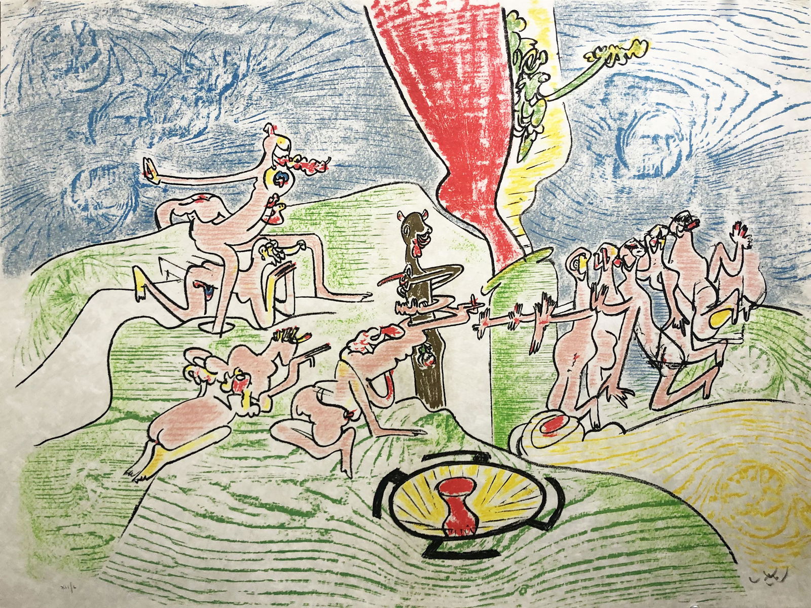 Roberto Matta (Chilean, 1911 - 2002 ): "Or Dur Or Aison" Edition 12/50; 1975; Color Lithograph; 20" x 25.5"; Signed Lower Right; Unframed