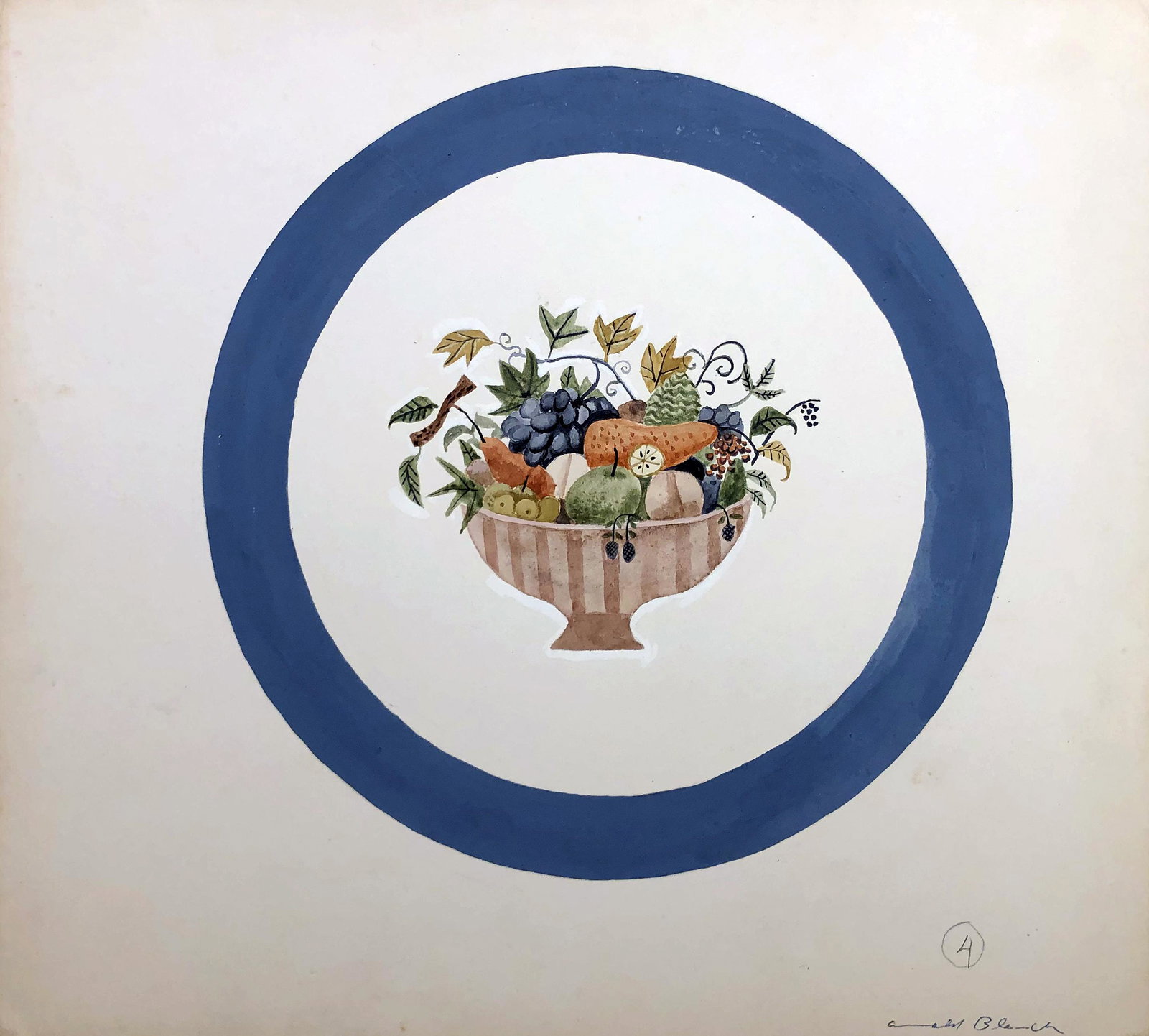Arnold Blanch (1896-1968): "Design for Plate"; c. 1955 Gouache and Watercolor on Board; 13.5" x 15" (board); Signed Lower Right; Unframed