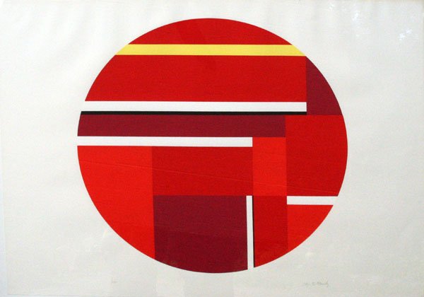 Ilya Bolotowsky: Name: Ilya Bolotowsky Artist Date: 1907-1981 Title: Geometric Circle Date of piece: c.1970 Medium: serigraph Edition: 1/100 Signature: lower right Size: 22x30 Framed: Yes Note: