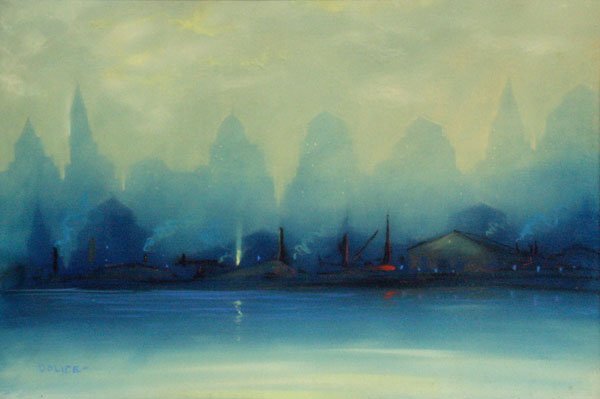 Leon Louis Delice: Name: Leon Louis Delice Artist Date: 1892-1960 Title: City Skyline Date of piece: c.1930 Medium: pastel on board Edition: Signature: lower left Size: 20x28 Framed: Yes Note:
