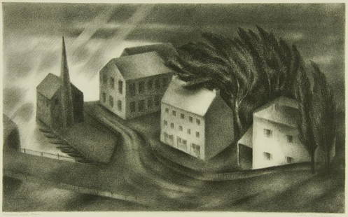 Albert Heckman: Name: Albert Heckman Artist Date: 1893-1971 Title: Wind and Rain Date of piece: late 1930s Medium: lithograph Edition: Signature: lower right Size: 14.75 x 9 Framed: No Note: