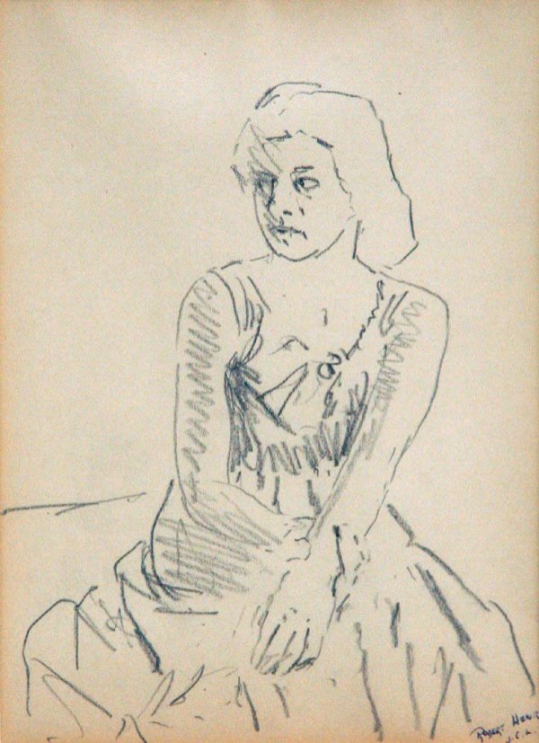 Robert Henri: Name: Robert Henri Artist Date: 1865-1929 Title: Woman Glancing Date of piece: c.1920 Medium: charcoal on paper Edition: Signature: lower right Size: 10x7.5 Framed: Yes Note: Signed Robert Henri LR. -