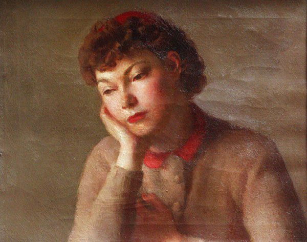 Robert Brackman: Name: Robert Brackman Artist Date: 1898-1980 Title: Catherine Date of piece: c.1950 Medium: oil on canvas Edition: Signature: upper right Size: 16x20 Framed: Yes Note: Signed on verso and inscribed "N