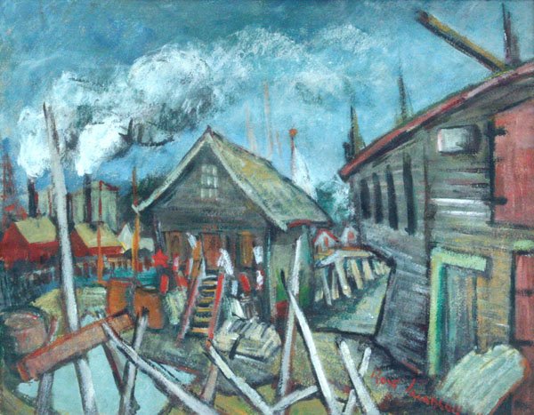 Rose A. Jacobson: Name: Rose A. Jacobson Artist Date: 1891-1987 Title: Old Wharf Area Date of piece: c.1940 Medium: gouache on board Edition: Signature: lower right Size: 18x22 Framed: Yes Note: Born in the Bronx, stud