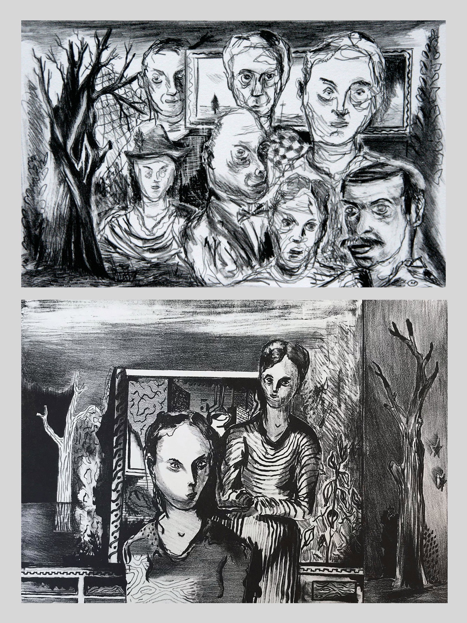 Karl Fortess (1907 - 1993): LOT OF TWO: A. "Untitled - Woodstock Artists - Edition 5/25"; c. 190; Lithograph; 8.75" x 13.5"; Signed Lower Right / B. "Untitled - Edition 2/10"; c. 1960; Lithograph; 8" x 11.25"; Signed Lower Right
