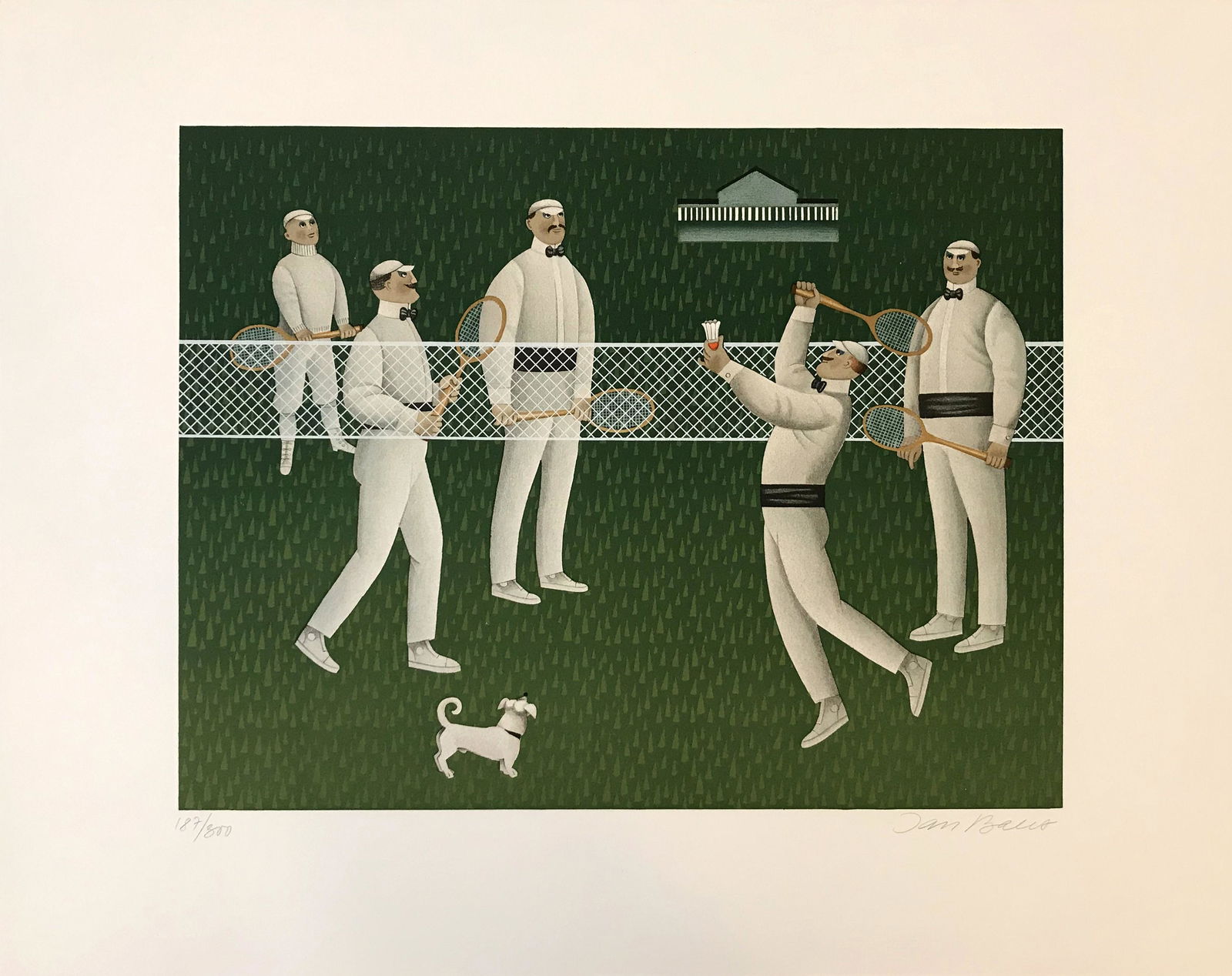 Jan Balet (1913 - 2009): "Badminton - Edition 187/300"; 20th Century; Lithograph; 13.5" x 17.5"; Signed Lower Right; Unframed.