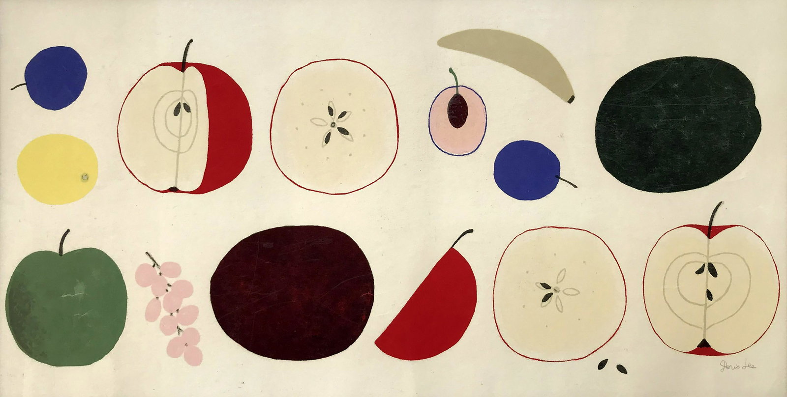 Doris Lee (1908-1983): "Christmas Fruit"; 1960; Lithograph; 12" x 24"; Signed Lower Right; Unframed; Note: minor discoloration and aging in margins.