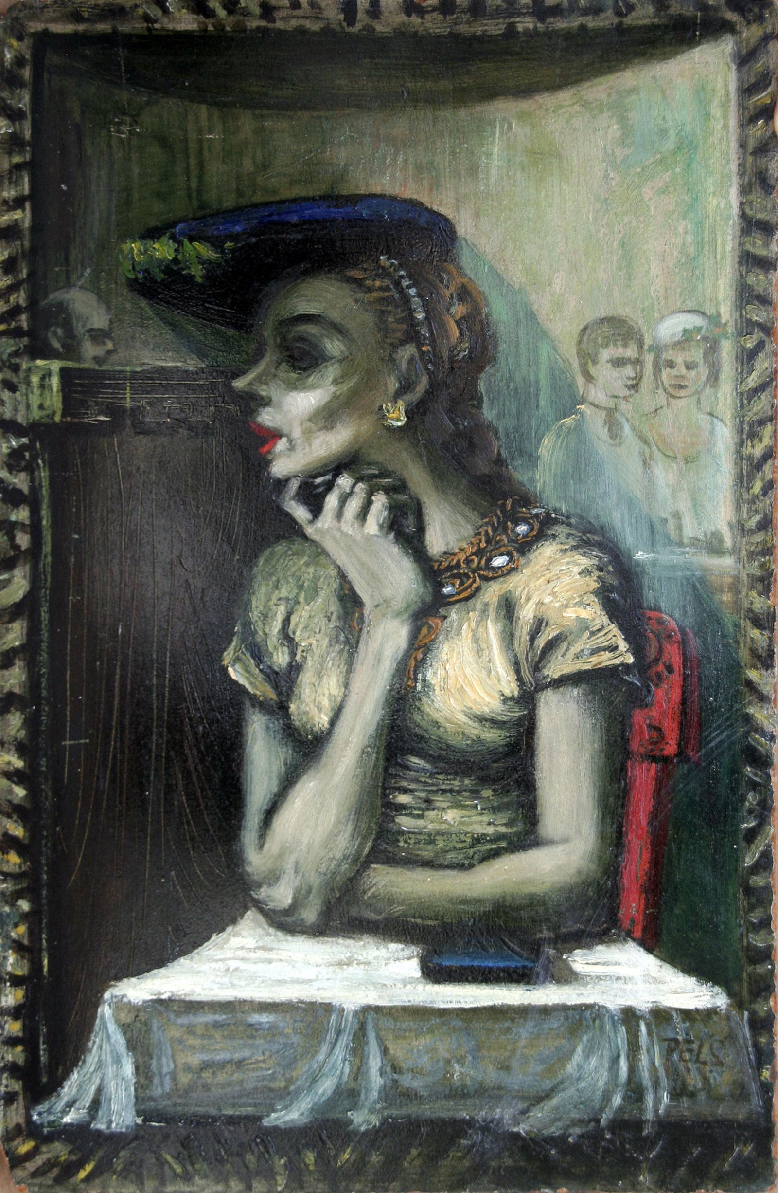 Albert Pels (1910 - 1998): "Dressed and Ready"; 1950; Oil on Masonite; 17.75" x 11.75"; Signed Lower Right; Unframed.