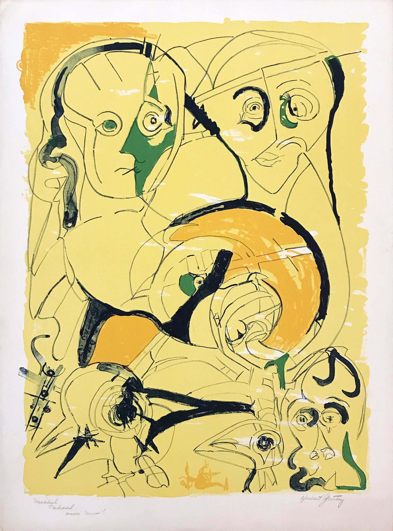 Herbert Gentry (1919-2003): "Faced Face"; 1971; Lithograph; 26.5" x 20"; Signed Lower Right; Unframed.