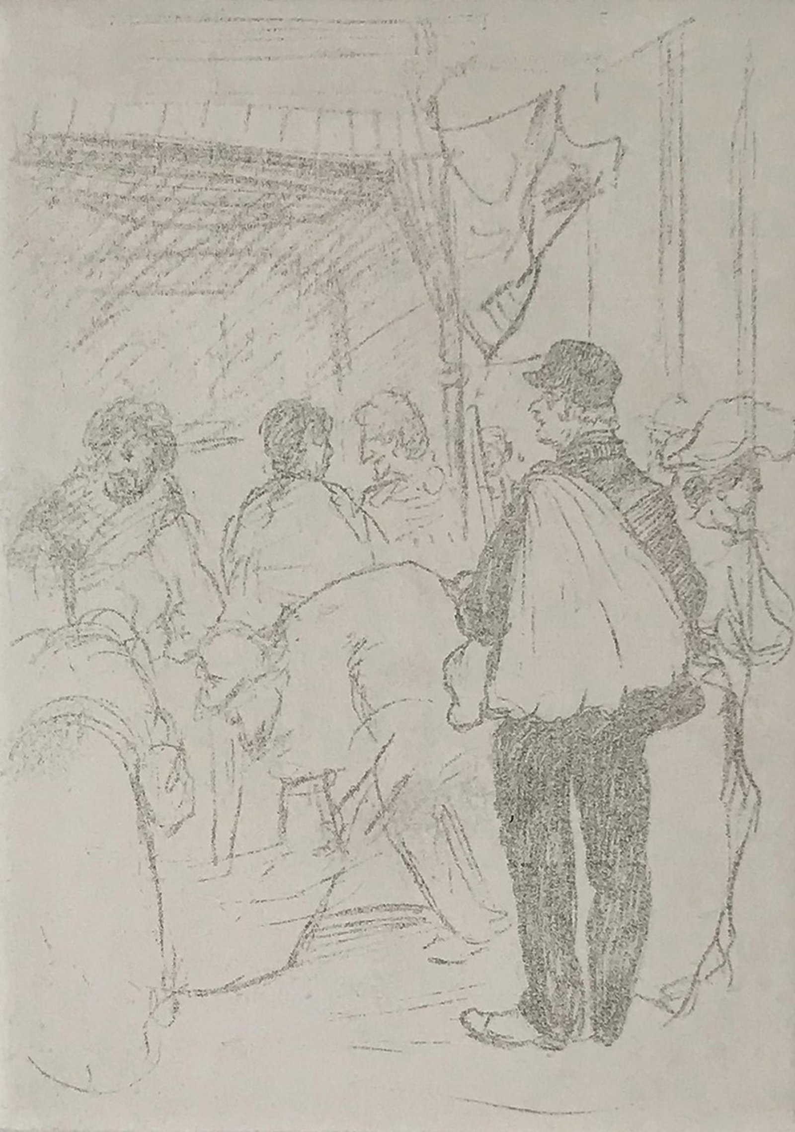 Jerome Myers (1867 - 1940): "The Lemon Peddler (Market)"; c. 1915; Drypoint Etching; 7" x 5"; Signed Lower Right; Unframed.