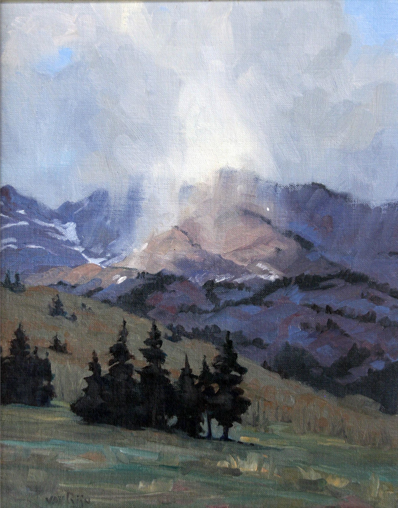 Eva van Rijn (b. 1936): "Where Rivers Begin"; 2003; Oil on Board; 13" x 10"; Signed Lower Left; Framed.