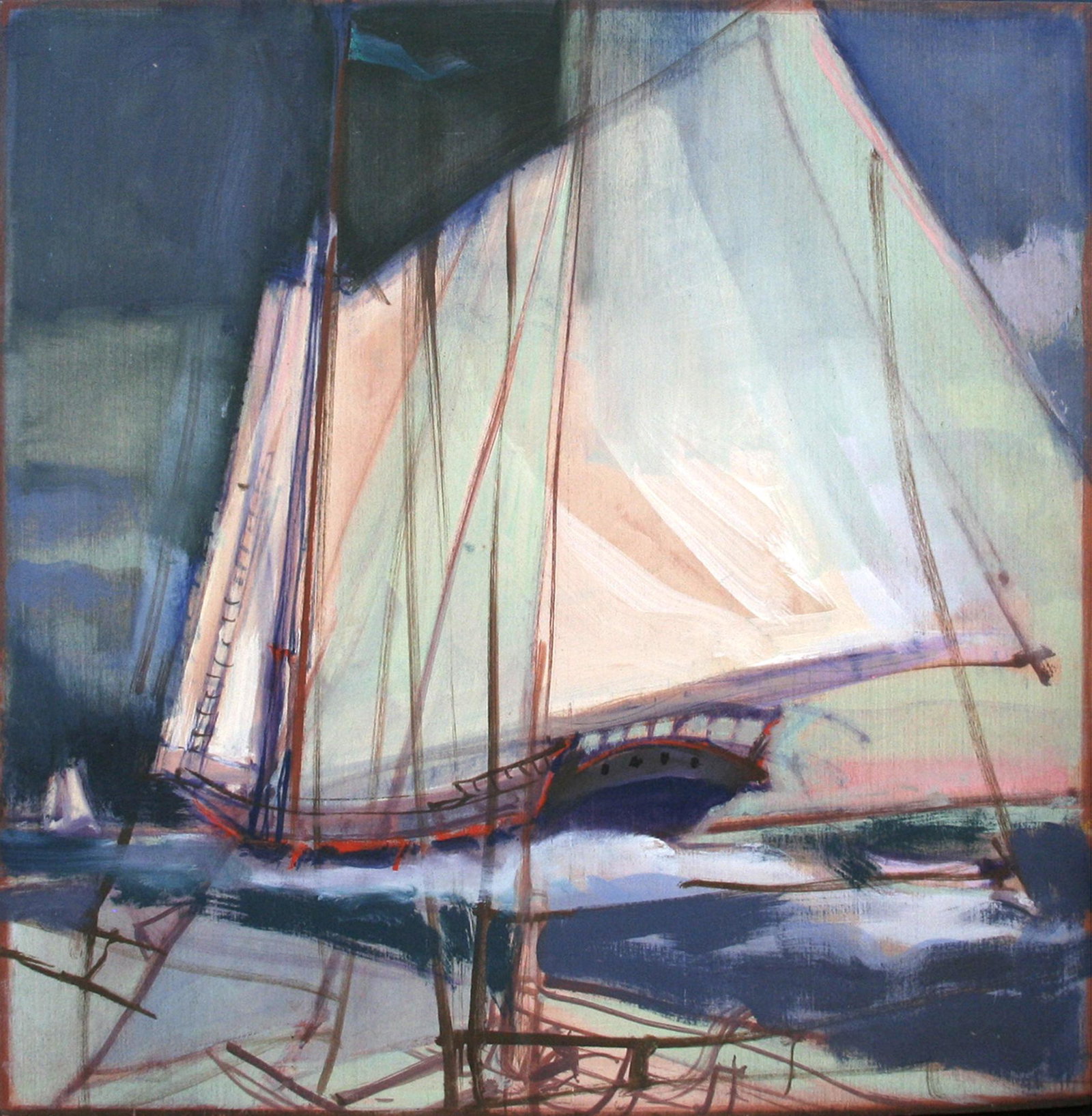 Jason McWhorter (1943-2018): "Sloop"; 2016; Oil on Board; 19" x 19"; Signed on Verso; Unframed.