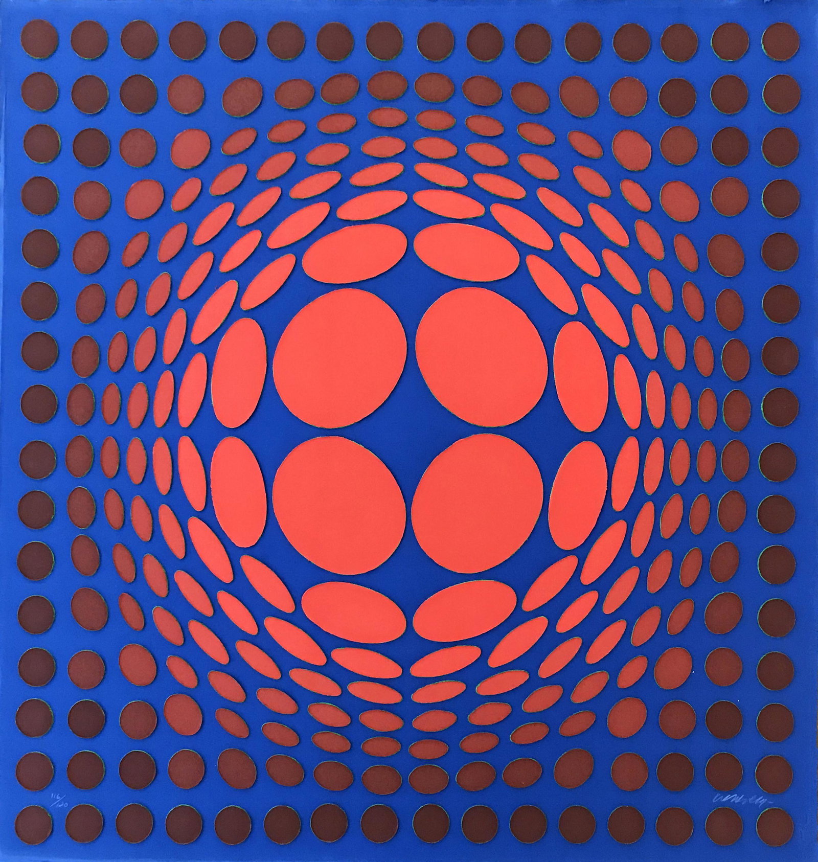 Victor Vasarely (1906 - 1997): "Singlag II" Edition 166/200; 1990; Cast paper relief in color; 29.75" x 29.75"; Signed Lower Right; Unframed.