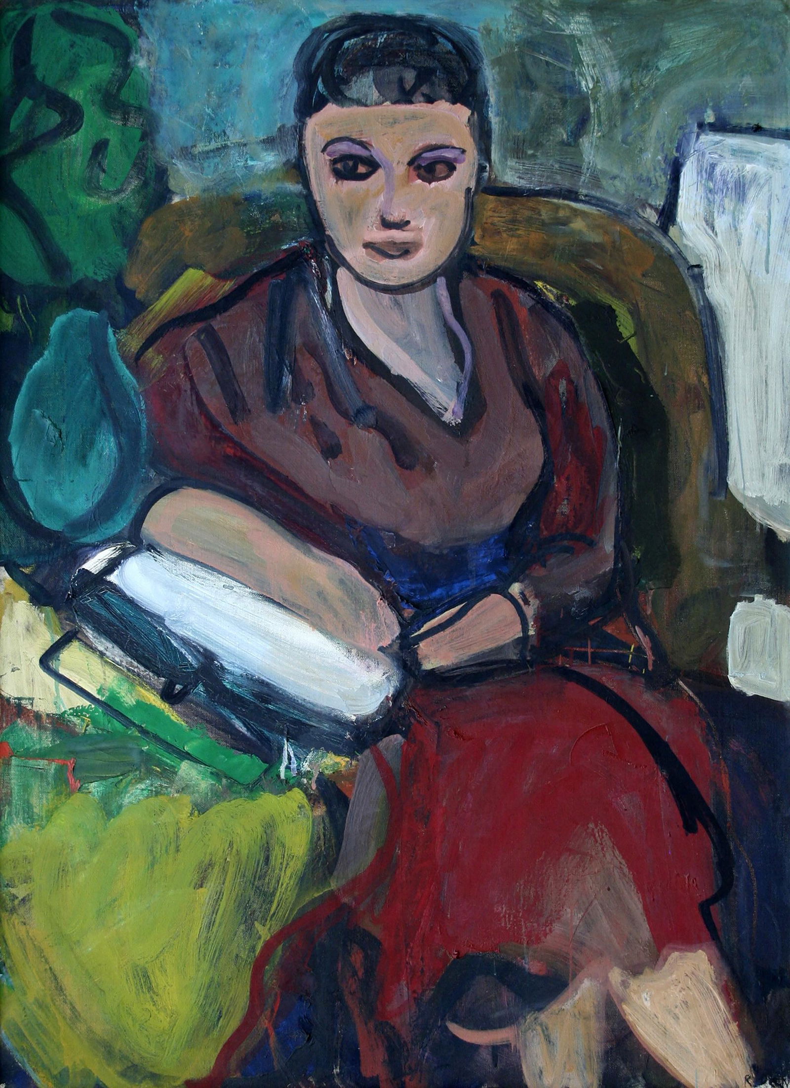 Robert de Niro Sr. (1922-1993): "Portrait of a Seated Woman"; c. 1960; Oil on Canvas; 36" x 26"; Signed Lower Right; Framed.