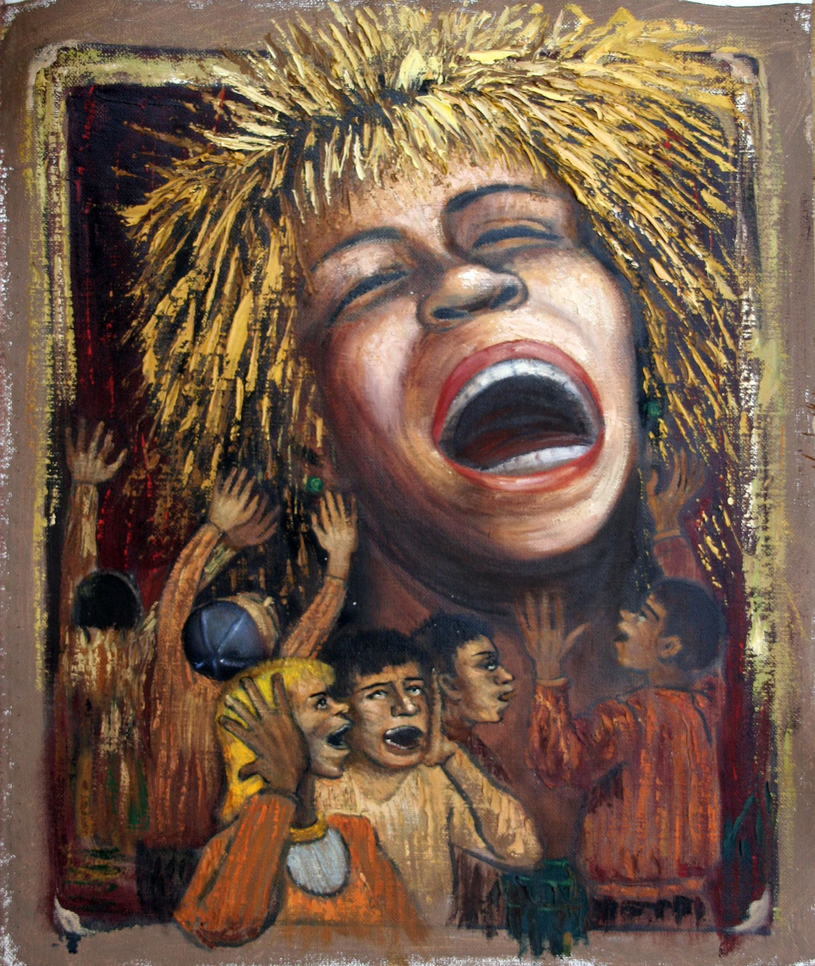 Albert Pels (1910 - 1998): "Tina Turner"; c. 1980; Oil on Canvas (unstretched); 21.75" x 18.25"; Signed Lower Right; Unframed.