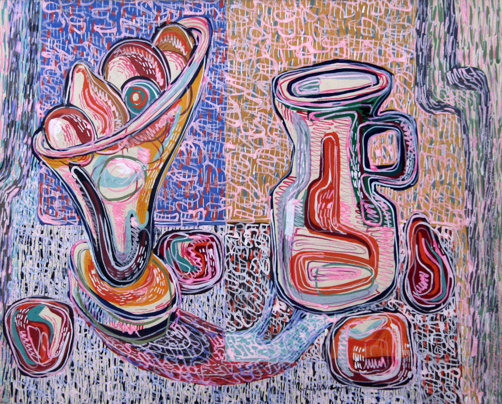 Louis Wolchonok (1898 - 1973): "Still-Life"; c. 1960; Gouache on Paper; 12" x 15"; Signed Lower Right; Framed (under glass)