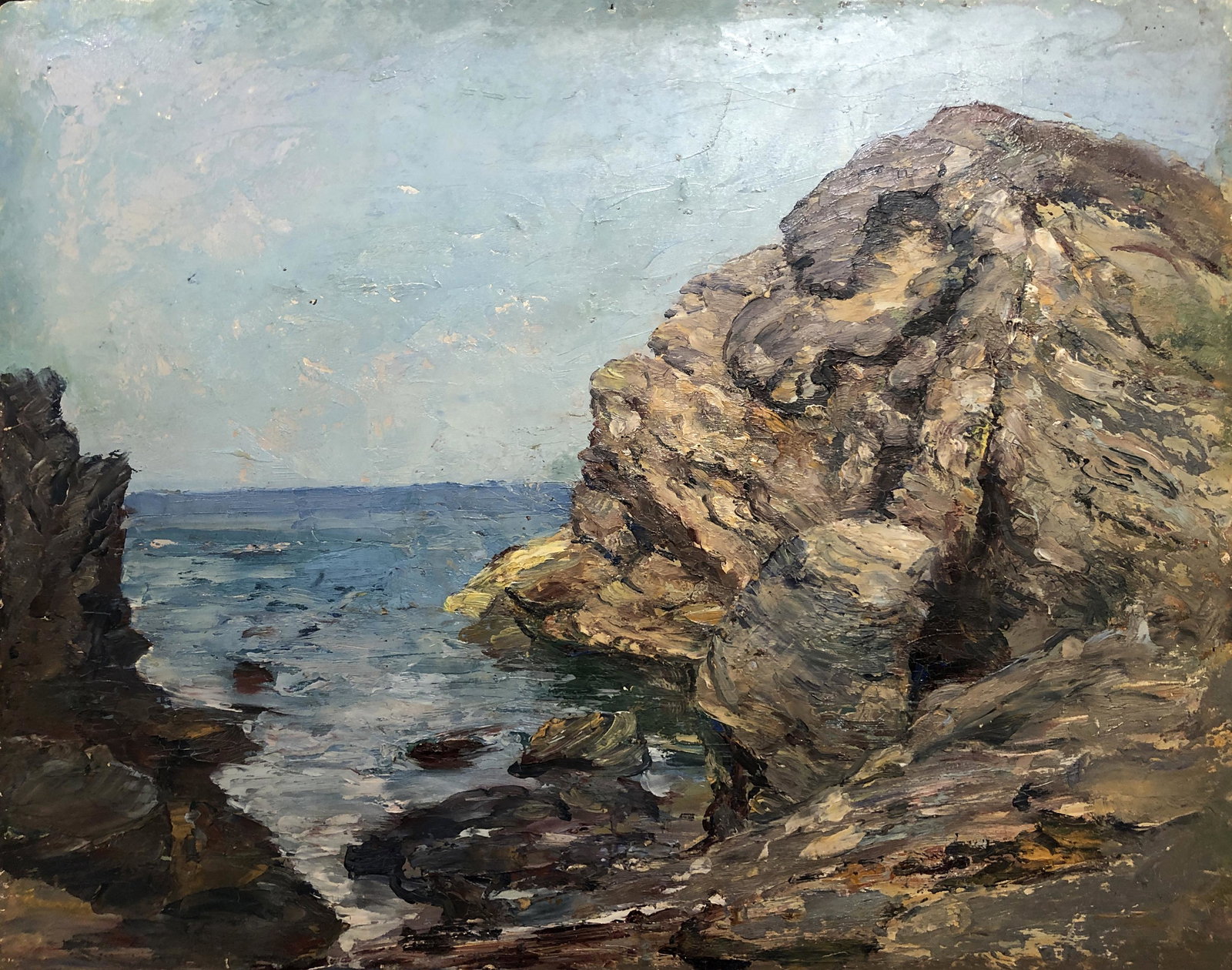 Robert van Vorst Sewell (1860 - 1924): "Rocky Inlet - Maine"; c. 1915; Oil on Board; 13" x 16"; Estate Stamp on Verso; Unframed.