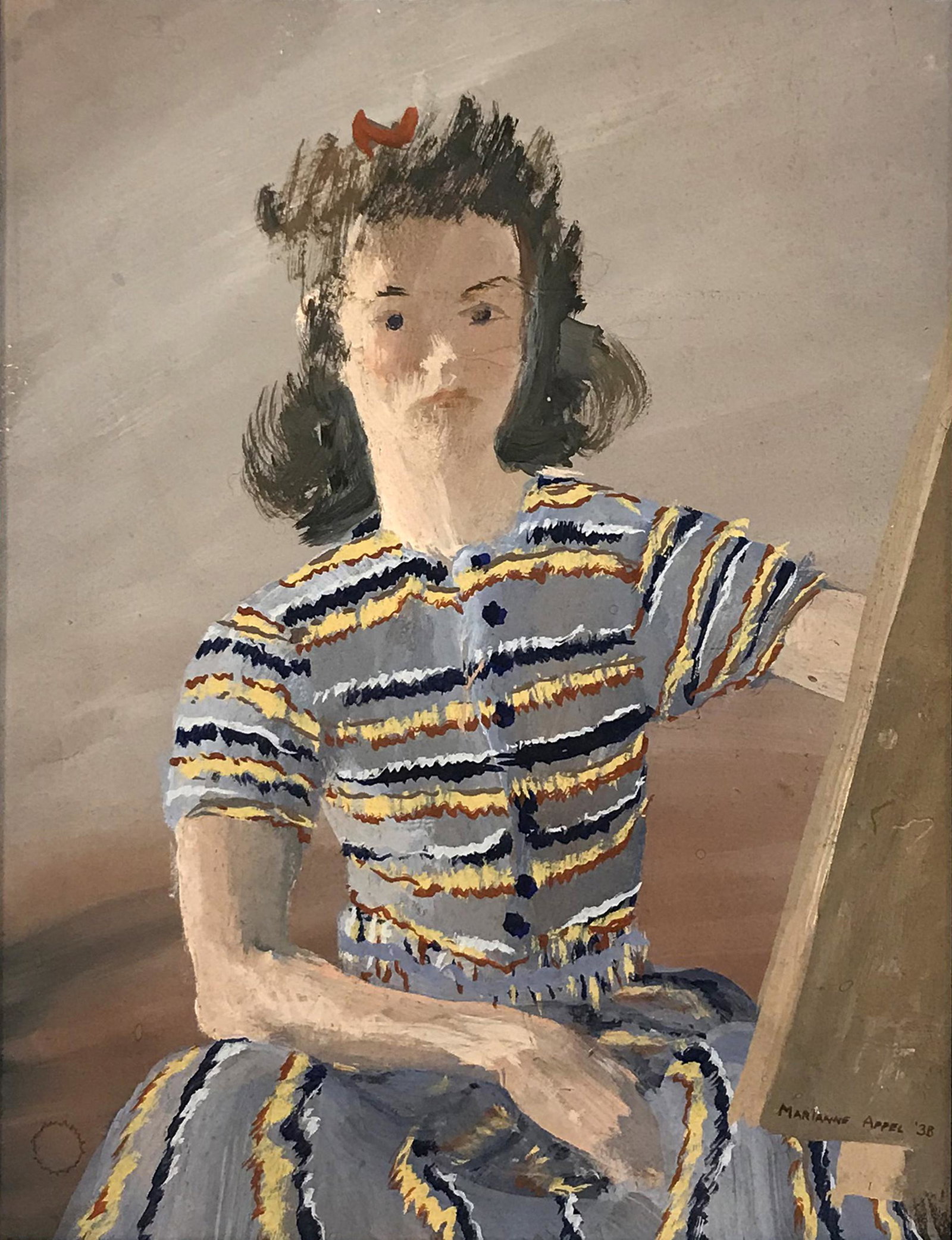 Marianne Greer Appel (1913 - 1988): "Me"; 1938; Gouache on Paper; 10.5" x 8"; Signed Lower Right; Unframed; Note: estate authentication stamp on verso