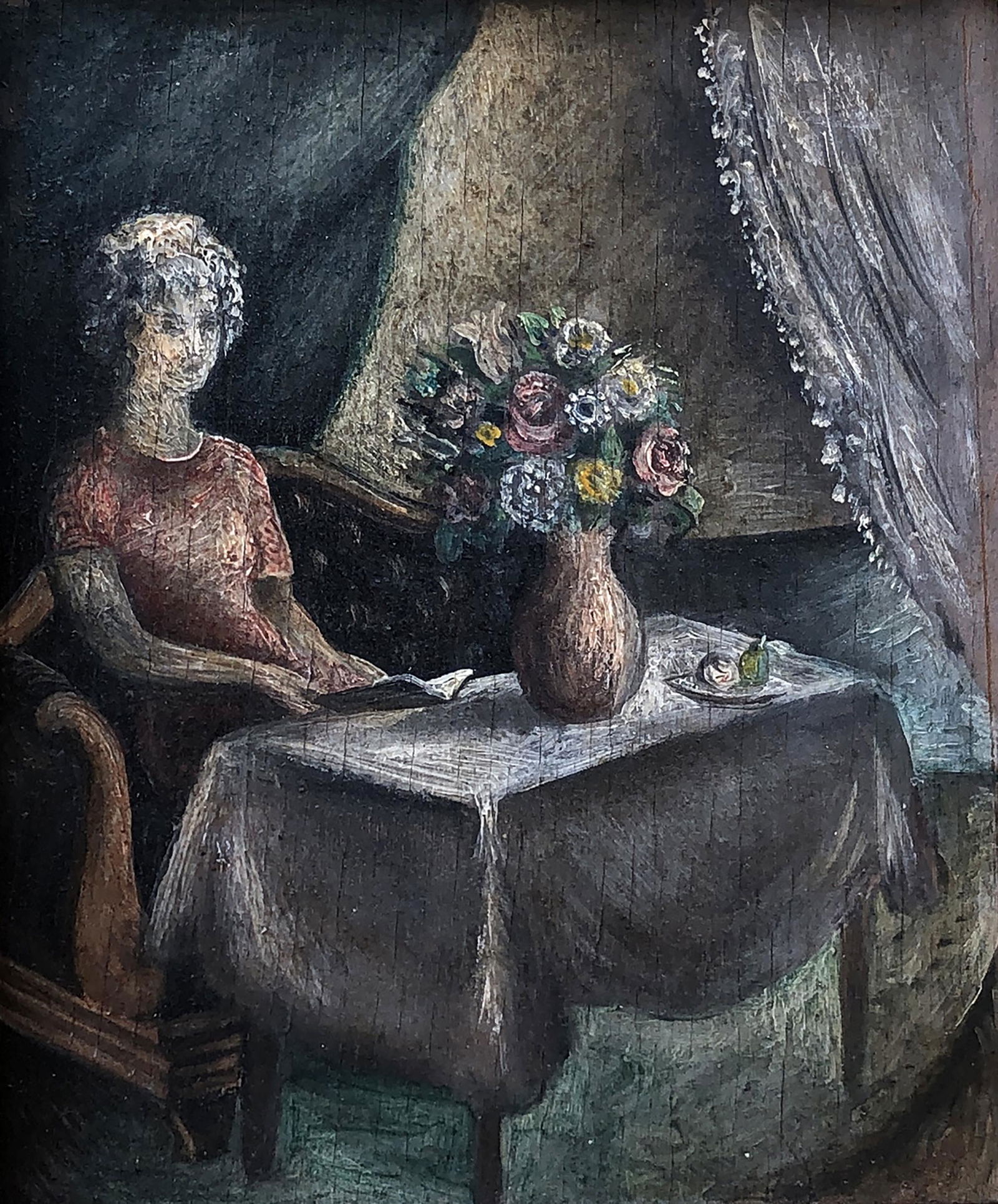 Konrad Cramer (1888 - 1963): "Afternoon"; 1922; Oil on Board; 5.5" x 4.5"; Signed on Verso; Framed.