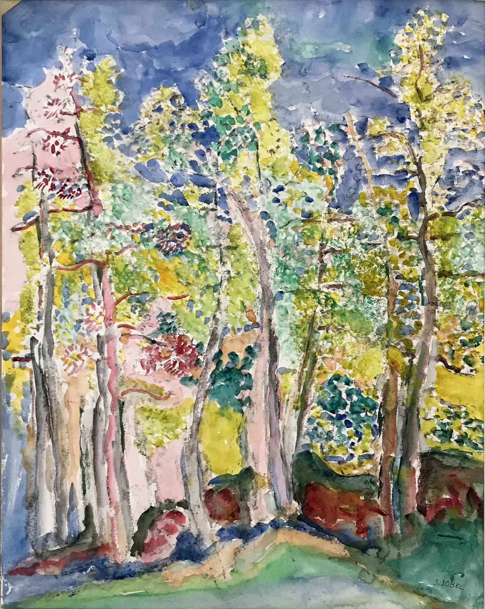 Jehudith Sobel (1924 - 2012): "The Month of May"; 20th Century; Watercolor on Paper; 23.5" x 18.5"; Signed Lower Right; Unframed.