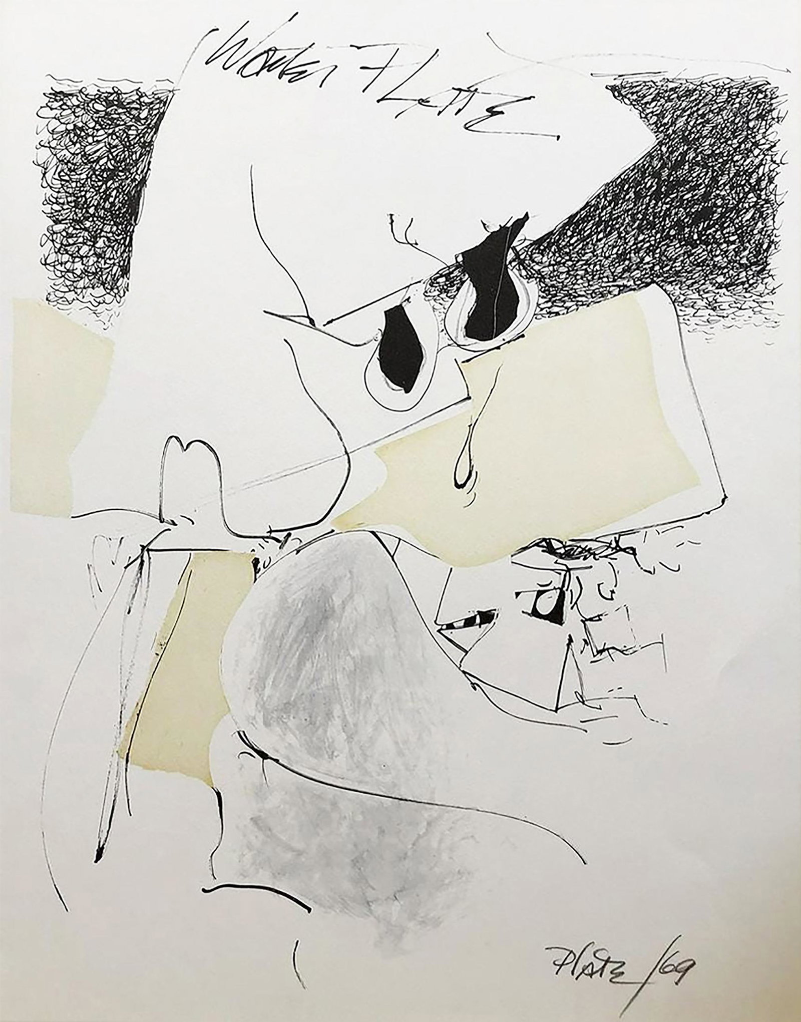 Walter "Bud" Plate (1925-1972): "Untitled"; 1969; Lithograph; 21" x 16"; Signed Lower Right; Unframed.