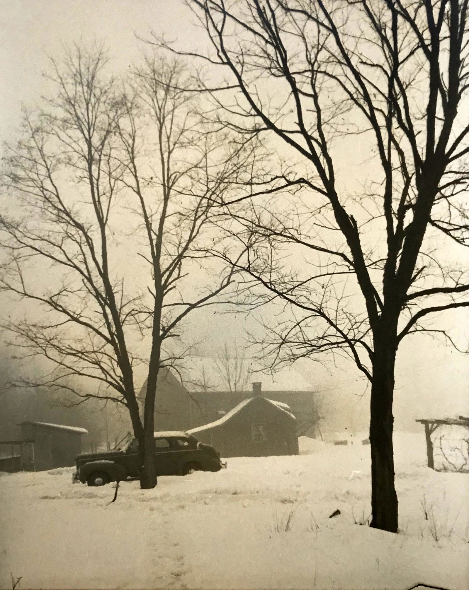 Konrad Cramer (1888 - 1963): "Winter - Woodstock, NY"; c. 1930; Silver Gelatin Print; 9.75" x 7.5"; Estate Stamp Lower Right; Unframed.
