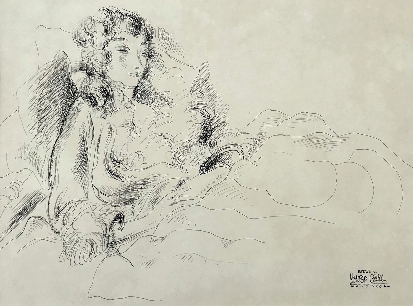 Konrad Cramer (1888 - 1963): "Morning"; c. 1930; Ink on Paper; 10" x 13"; Estate Stamp Lower Right; Unframed.