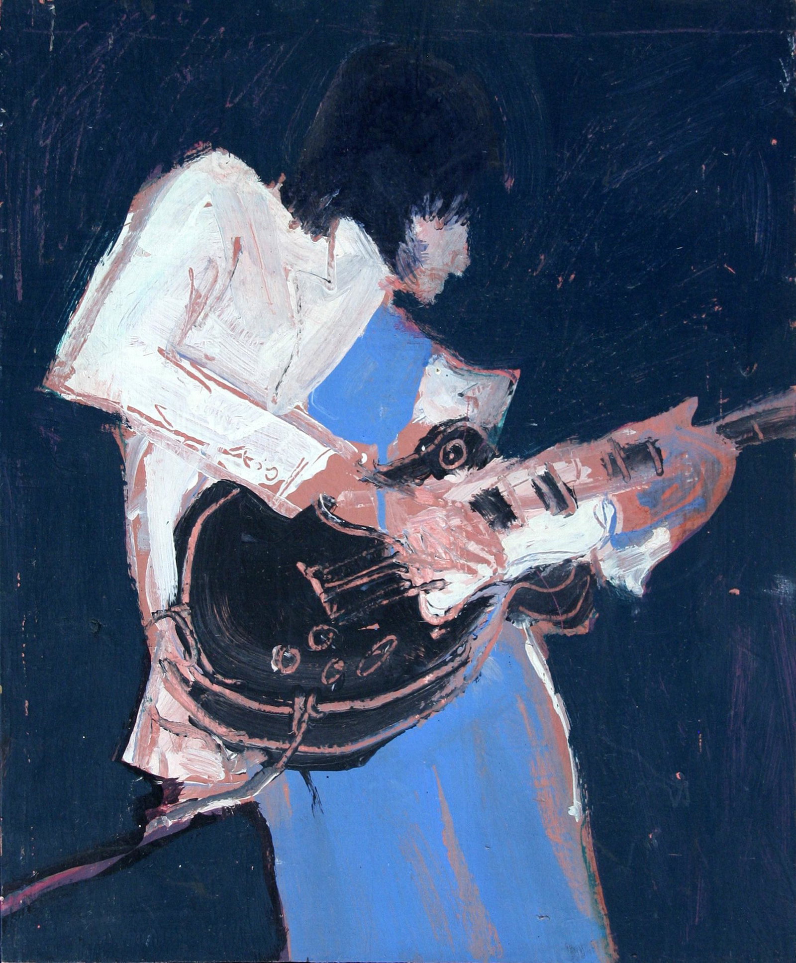 Jason McWhorter (1943-2018): "Mick Taylor"; 1999; Oil on Board; 13.75" x 11.5"; Signed on Verso