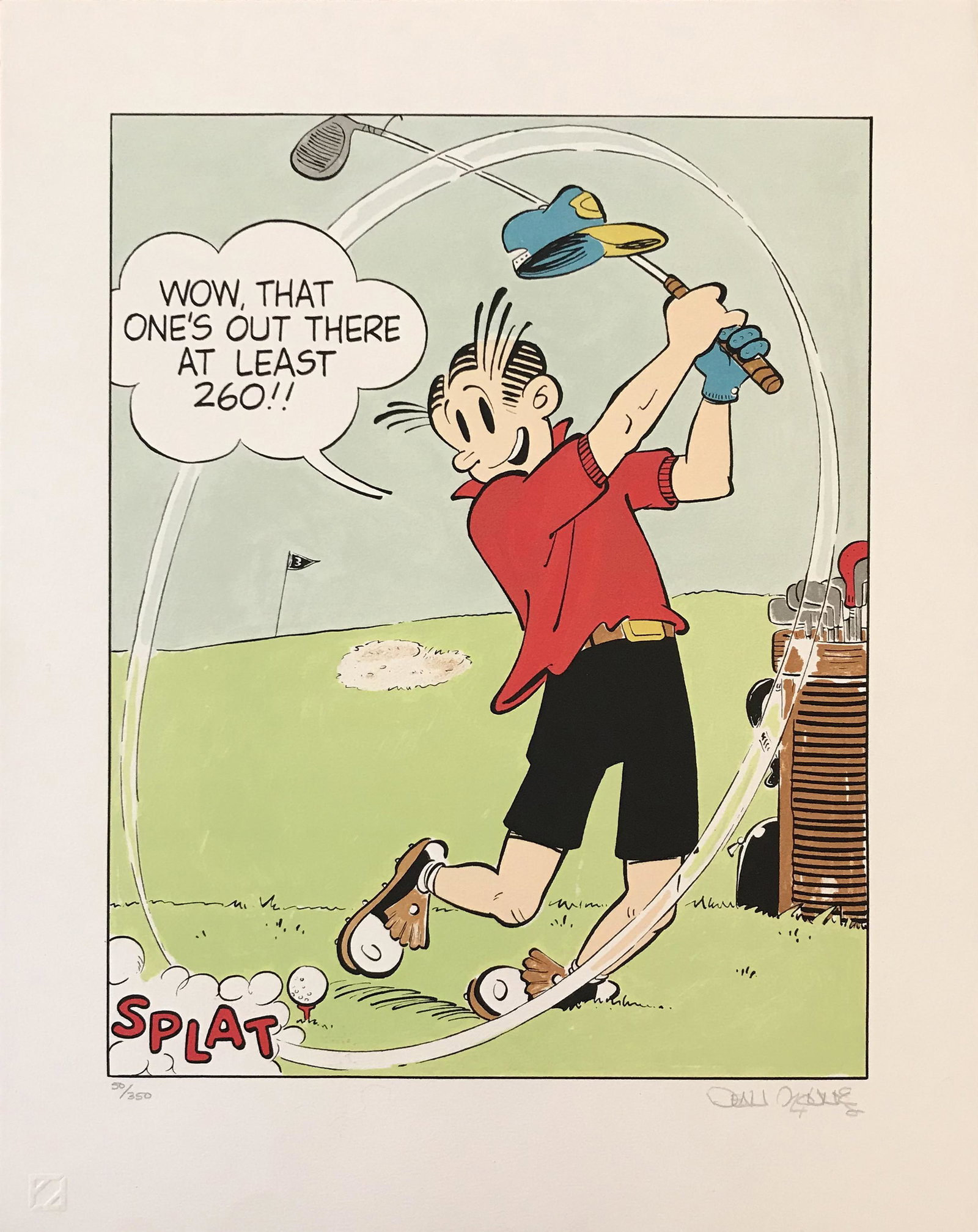Dean Young (b. 1938): "Golfer - Splat!" Edition 50/350; 20th Century; Lithograph; 18.5" x 15"; Signed Lower Right; Unframed.