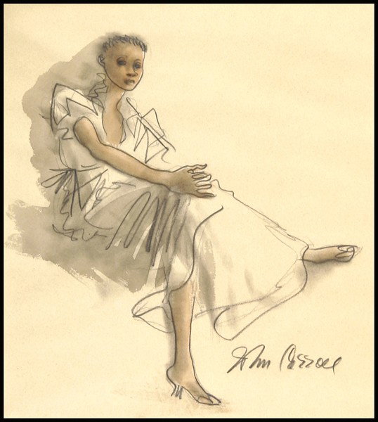 John Carroll - Seated Woman: Name: John Carroll Artist Date: 1892-1959 Title: Seated Woman Date of piece: nd Medium: mixed media on paper Signature: lower right Size: 12x11 Framed: yes Res