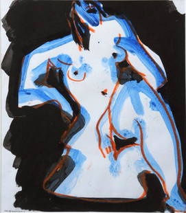 Nicholas Marsicano - Seated Figure, Crossed Knees: Name: Nicholas Marsicano Artist Date: 1908-1991 Title: Seated Figure, Crossed Knees Date of piece: c.1985 Medium: ink, acrylic, pastel on paper Signature: lower right Size: 16.5x13.5 Framed: 