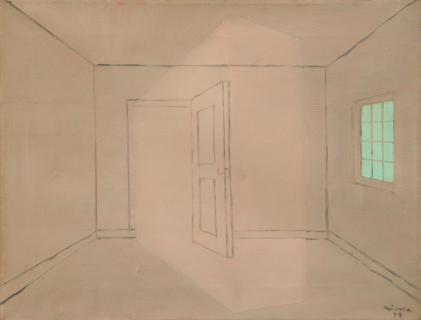 Constantino Nivola - A Stolen Fragment of Light…: Name: Constantino Nivola Artist Date: 1911-1988 Title: A Stolen Fragment of Light… Date of piece: 1978 Medium: oil on canvas Signature: lower right Size: 14x18 Framed: </