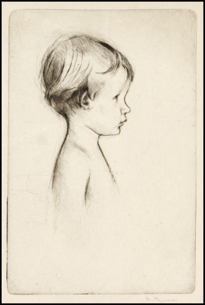 Margery Ryerson - Profile of a Boy: Name: Margery Ryerson Artist Date: 1886-1989 Title: Profile of a Boy Date of piece: c.1940 Medium: etching Signature: lower right Size: 9.5x7 Framed: yes Reser