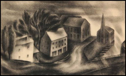 Albert Heckman - Wind and Rain: Name: Albert Heckman Artist Date: 1893-1971 Title: Wind and Rain Date of piece: 1934 Medium: lithograph Edition: AP Signature: lower center Size: 9x15 Framed: