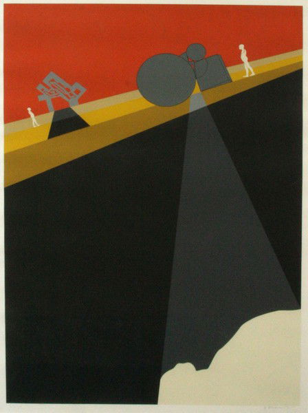 Ernest Trova - Series 75, 1975: Name: Ernest Trova Artist Date: 1927-2009 Title: Series 75, 1975 Date of piece: 1975 Medium: silkscreen serigraph Edition: 23/150 Signature: lower right Size: 39x24<