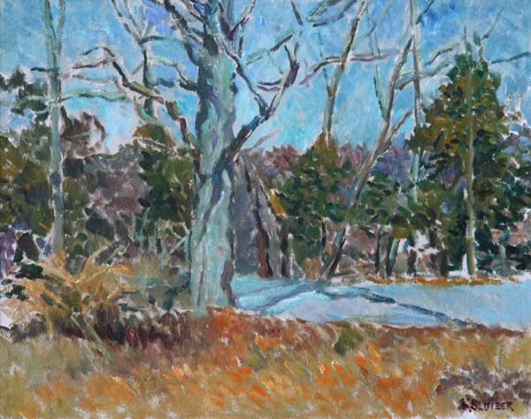 Kurt Sluizer - Zena Road: Name: Kurt Sluizer Artist Date: 1911-1988 Title: Zena Road Date of piece: c.1955 Medium: oil on canvas Signature: lower right Size: 19x23 Framed: yes Reserve: