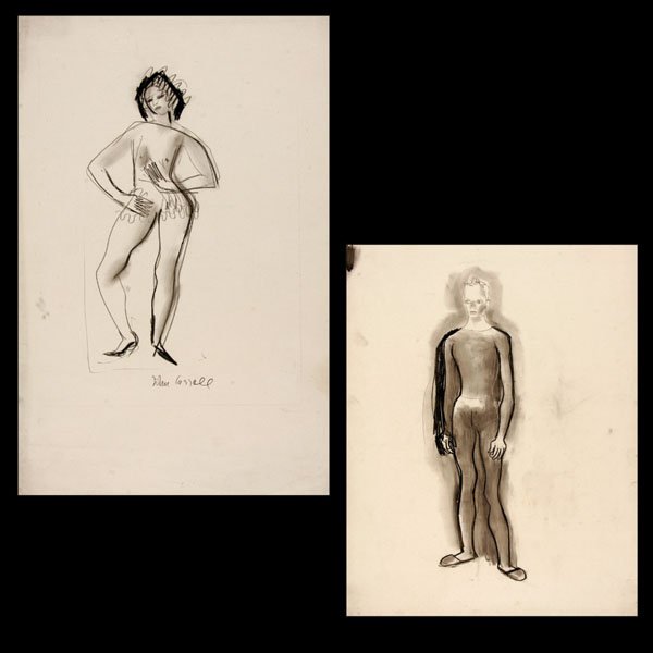 John Carroll - Female Dancer/Male Dancer: Name: John Carroll Artist Date: 1892-1959 Title: Female Dancer/Male Dancer Date of piece: c.1935-both Medium: graphite and charcoal on paper-both Signature: lower right/unsigned Siz