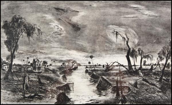 Arnold Blanch - Swanee River: Name: Arnold Blanch Artist Date: 1896-1968 Title: Swanee River Date of piece: 1939 Medium: lithograph Edition: edition of 40 Signature: lower right Size: 10.5x17